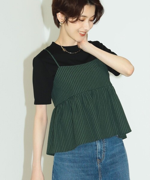 B:MING by BEAMS（ビーミングバイビームス）の「B:MING by BEAMS / ジャカード ペプラム キャミソール（キャミソール・レディース・ブラック/ダークグリーン・MEDIUM/SMALL）」の13枚目の写真