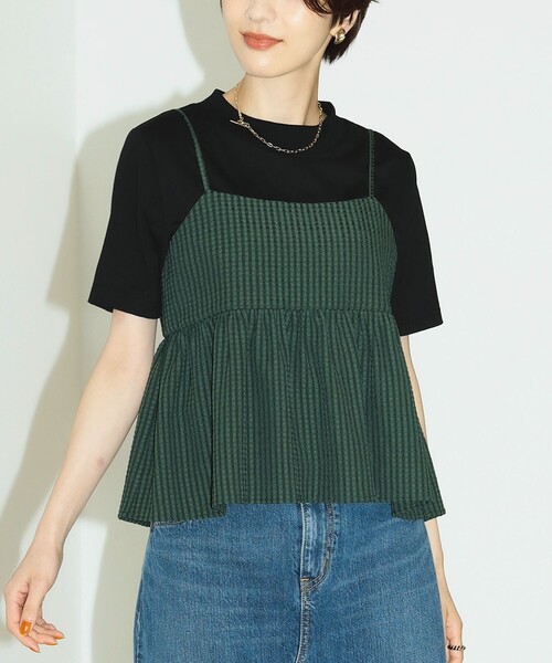 B:MING by BEAMS（ビーミングバイビームス）の「B:MING by BEAMS / ジャカード ペプラム キャミソール（キャミソール・レディース・ブラック/ダークグリーン・MEDIUM/SMALL）」の14枚目の写真