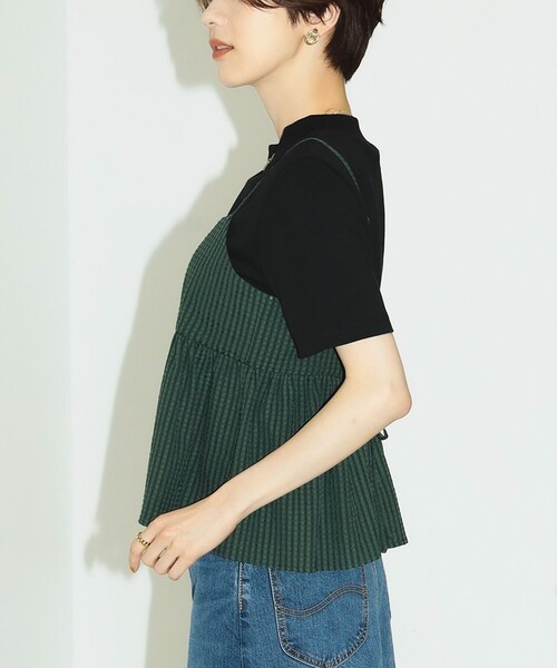 B:MING by BEAMS（ビーミングバイビームス）の「B:MING by BEAMS / ジャカード ペプラム キャミソール（キャミソール・レディース・ブラック/ダークグリーン・MEDIUM/SMALL）」の15枚目の写真