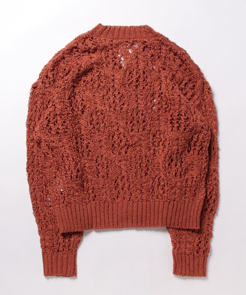 Bling Leads（ブリングリーズ）の「【Bling leads】レース編みＶネックニットカーディガン（カーディガン/ボレロ・レディース・ブラック/ダークオレンジ/ブルーグレー・LARGE/MEDIUM）」の4枚目の写真