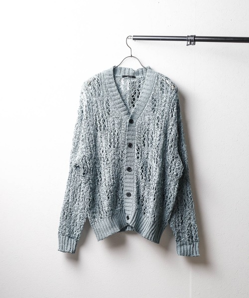 Bling Leads（ブリングリーズ）の「【Bling leads】レース編みＶネックニットカーディガン（カーディガン/ボレロ・レディース・ブラック/ダークオレンジ/ブルーグレー・LARGE/MEDIUM）」の2枚目の写真