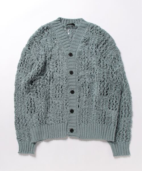 Bling Leads（ブリングリーズ）の「【Bling leads】レース編みＶネックニットカーディガン（カーディガン/ボレロ・レディース・ブラック/ダークオレンジ/ブルーグレー・LARGE/MEDIUM）」の10枚目の写真