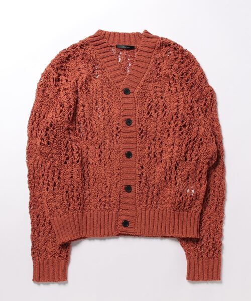 Bling Leads（ブリングリーズ）の「【Bling leads】レース編みＶネックニットカーディガン（カーディガン/ボレロ・レディース・ブラック/ダークオレンジ/ブルーグレー・LARGE/MEDIUM）」の12枚目の写真