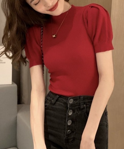 Achic（アシック）の「サマーニット　ボリュームスリーブトップス（ニット/セーター・レディース・ホワイト/アイボリー・M）」の4枚目の写真