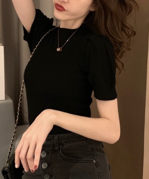 Achic（アシック）の「サマーニット　ボリュームスリーブトップス（ニット/セーター・レディース・ホワイト/アイボリー・M）」の8枚目の写真