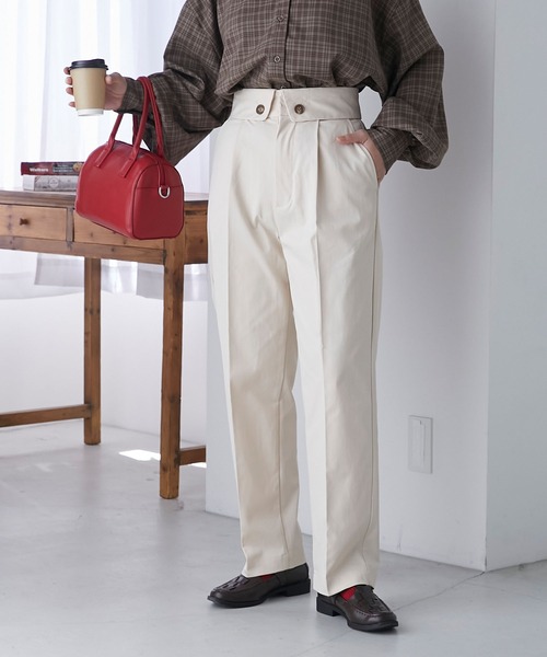 BONLECILL(ボンルシール)の「ウエストターンバックデザインチノパンツ(チノパンツ・レディース・カーキ/ネイビー/ベージュ/アイボリー・M/S/L)」の1枚目の写真