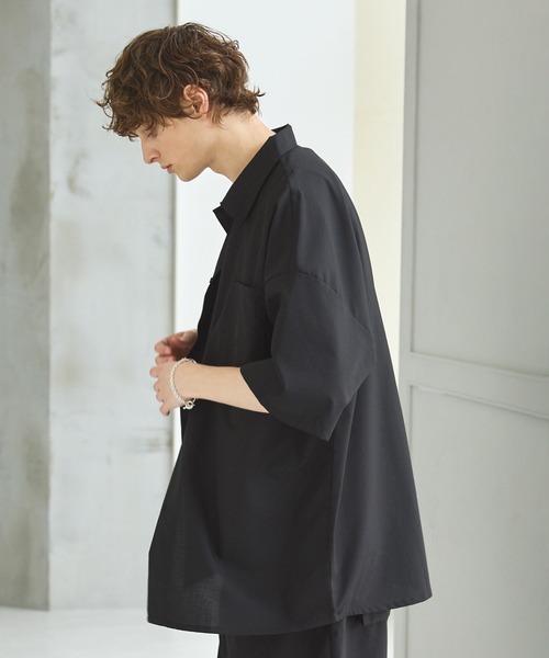 CTHY（シティ）の「オープンカラーリラックスフィットハーフスリーブシャツ（シャツ/ブラウス・メンズ・ブラック/グレー/ブルー/ブラック系/グリーン系・S/M/L/XL）」の13枚目の写真