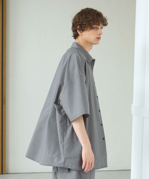 CTHY（シティ）の「オープンカラーリラックスフィットハーフスリーブシャツ（シャツ/ブラウス・メンズ・ブラック/グレー/ブルー/ブラック系/グリーン系・S/M/L/XL）」の7枚目の写真