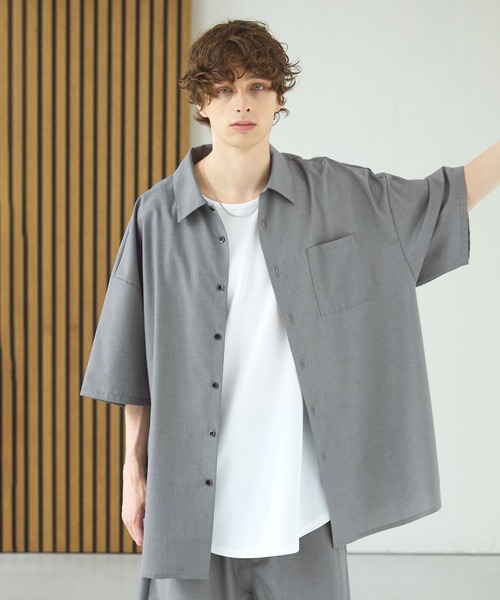 CTHY（シティ）の「オープンカラーリラックスフィットハーフスリーブシャツ（シャツ/ブラウス・メンズ・ブラック/グレー/ブルー/ブラック系/グリーン系・S/M/L/XL）」の17枚目の写真