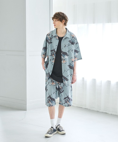 CTHY（シティ）の「オープンカラーリラックスフィットハーフスリーブシャツ（シャツ/ブラウス・メンズ・ブラック/グレー/ブルー/ブラック系/グリーン系・S/M/L/XL）」の9枚目の写真