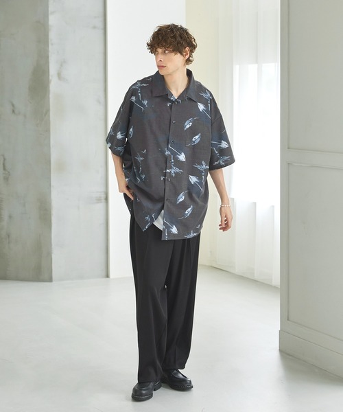 CTHY（シティ）の「オープンカラーリラックスフィットハーフスリーブシャツ（シャツ/ブラウス・メンズ・ブラック/グレー/ブルー/ブラック系/グリーン系・S/M/L/XL）」の6枚目の写真