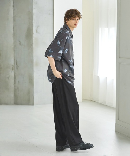 CTHY（シティ）の「オープンカラーリラックスフィットハーフスリーブシャツ（シャツ/ブラウス・メンズ・ブラック/グレー/ブルー/ブラック系/グリーン系・S/M/L/XL）」の16枚目の写真