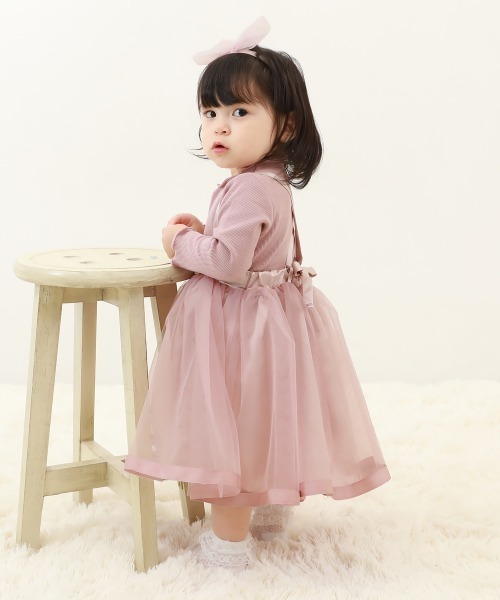 devirock(デビロック)の「フォーマル ベビー ガールズ ロンパース 3点セット(ドレス・キッズ・アイボリー/ピンク系3・70cm/80cm)」の3枚目の写真