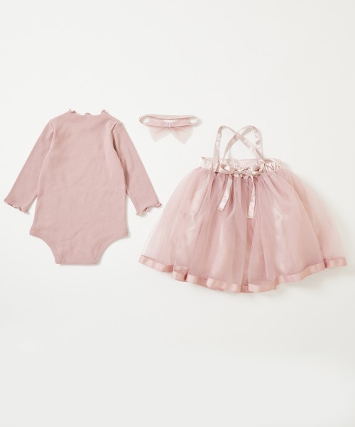 devirock(デビロック)の「フォーマル ベビー ガールズ ロンパース 3点セット(ドレス・キッズ・アイボリー/ピンク系3・70cm/80cm)」の9枚目の写真