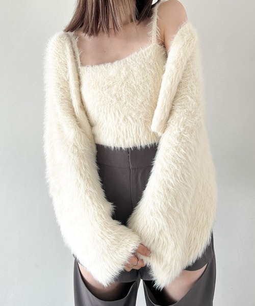 Heather（ヘザー）の「シャギーニット/キャミ2P　975540（ニット/セーター・レディース・オフホワイト/ブラウン/ピンク・FREE）」の12枚目の写真