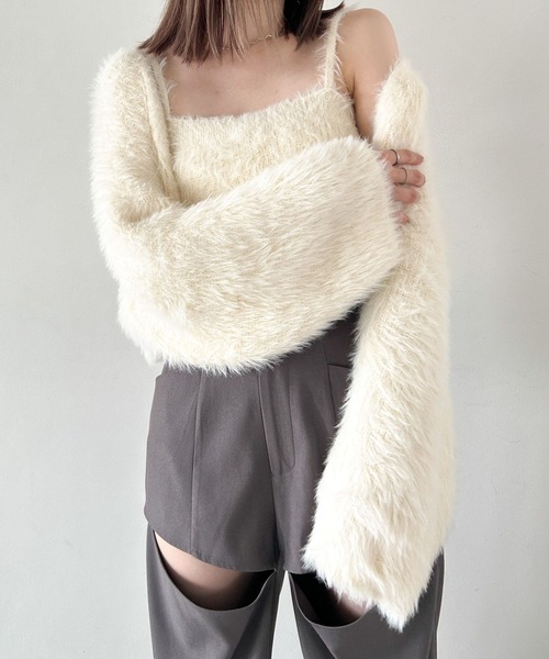 Heather（ヘザー）の「シャギーニット/キャミ2P　975540（ニット/セーター・レディース・オフホワイト/ブラウン/ピンク・FREE）」の13枚目の写真