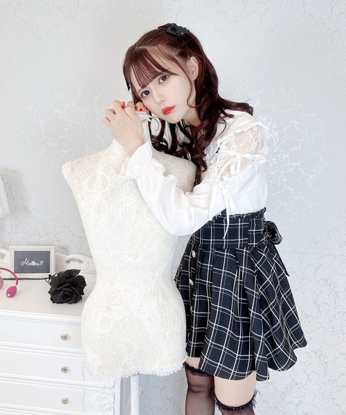 MA✽RS♡MA*RS♡ma✽rs♡ma*rs♡マーズ後ろりぼんチェックスカパン MA*RS】【もえにゃちゃんコラボ】チュール付きリボンスカパン