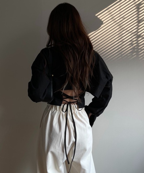 Chick(チック)の「▲Cross Back Short Shirt / クロスショート丈シャツ(シャツ/ブラウス・レディース・ブラック/ライトブルー・FREE)」の12枚目の写真