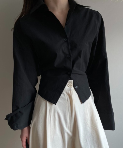 Chick(チック)の「▲Cross Back Short Shirt / クロスショート丈シャツ(シャツ/ブラウス・レディース・ブラック/ライトブルー・FREE)」の11枚目の写真