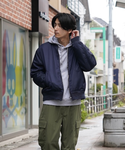 ネイビー MA-1ジャケット オレンジ裏地 enセレクト MA-1 フライトジャケット ネイビー | セレクトショップen