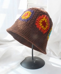 クロシェモチーフ 花柄 フラワー かぎ編み ニットハット