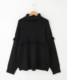 artemarvel リブフリンジ切替タートルニットプルオーバー