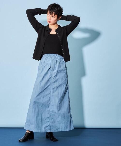 CITEN（シテン）の「＜CITEN＞シャカシャカ シンプル マキシスカート（スカート・レディース・コバルトブルー/ブラック・S/M）」の5枚目の写真