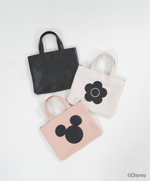 マリークワント　ミッキーマウス ブラックトートバッグ マリークワント MARY QUANT ミッキーマウスデザイントート