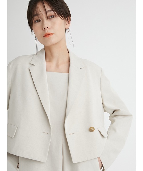 emmi（エミ）の「【emmi atelier】クロップドジャケット（テーラードジャケット・レディース・アイボリー/オリーブ・1/0）」の5枚目の写真