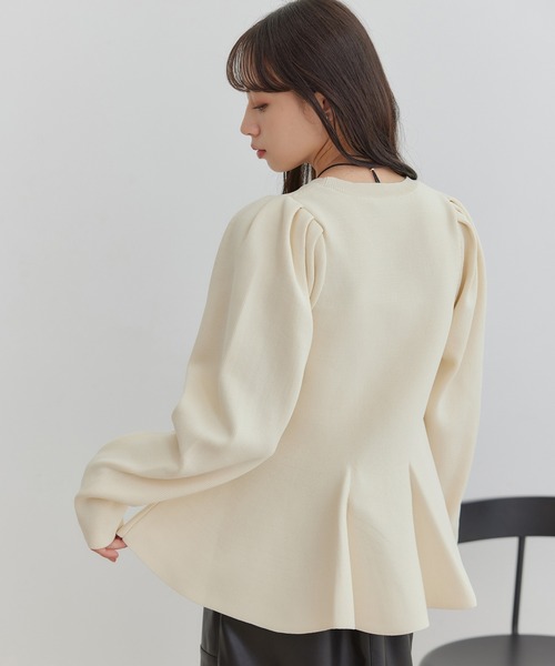 VIS（ビス）の「【洗える】ペプラムニットプルオーバー（ニット/セーター・レディース・ブラック/ライトグレー/キナリ・FREE）」の6枚目の写真