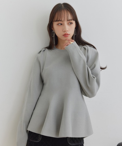 VIS（ビス）の「【洗える】ペプラムニットプルオーバー（ニット/セーター・レディース・ブラック/ライトグレー/キナリ・FREE）」の9枚目の写真