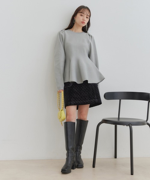 VIS（ビス）の「【洗える】ペプラムニットプルオーバー（ニット/セーター・レディース・ブラック/ライトグレー/キナリ・FREE）」の10枚目の写真