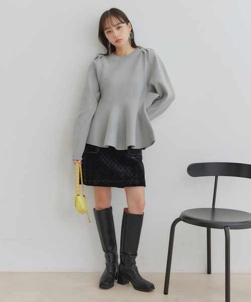 VIS（ビス）の「【洗える】ペプラムニットプルオーバー（ニット/セーター・レディース・ブラック/ライトグレー/キナリ・FREE）」の11枚目の写真