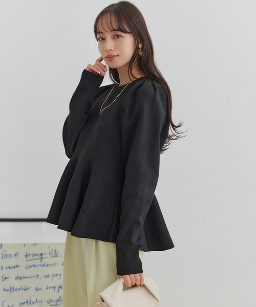 VIS（ビス）の「【洗える】ペプラムニットプルオーバー（ニット/セーター・レディース・ブラック/ライトグレー/キナリ・FREE）」の13枚目の写真