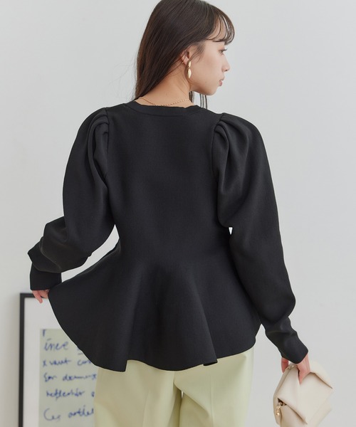 VIS（ビス）の「【洗える】ペプラムニットプルオーバー（ニット/セーター・レディース・ブラック/ライトグレー/キナリ・FREE）」の14枚目の写真