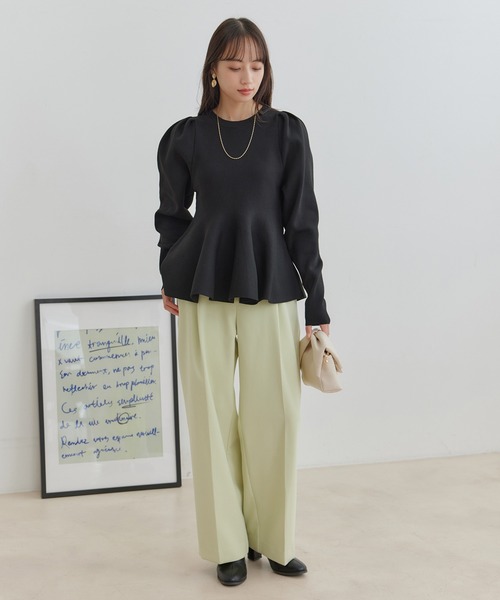 VIS（ビス）の「【洗える】ペプラムニットプルオーバー（ニット/セーター・レディース・ブラック/ライトグレー/キナリ・FREE）」の15枚目の写真