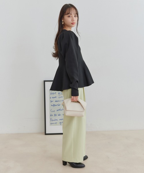 VIS（ビス）の「【洗える】ペプラムニットプルオーバー（ニット/セーター・レディース・ブラック/ライトグレー/キナリ・FREE）」の16枚目の写真