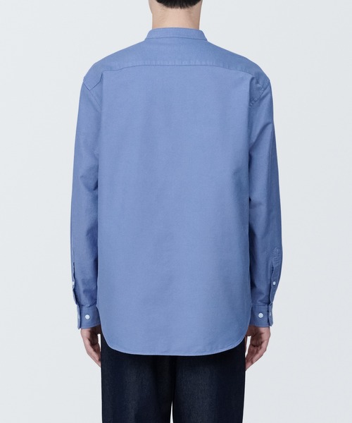 LOEFF コットンシルク ボックス スタンドカラーシャツ シャツワンピース 青 LOEFF（ロエフ）の「＜LOEFF（ロエフ）＞ コットンシルク