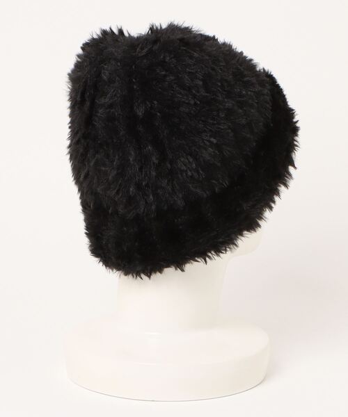 VIBGYOR Women（ヴィブジョー　ウィメン）の「【float】ふわふわ ロゴ刺繍 フェイクファー ニット帽（ニットキャップ/ビーニー・レディース・ベージュ/ブラック/ホワイト・FREE）」の4枚目の写真