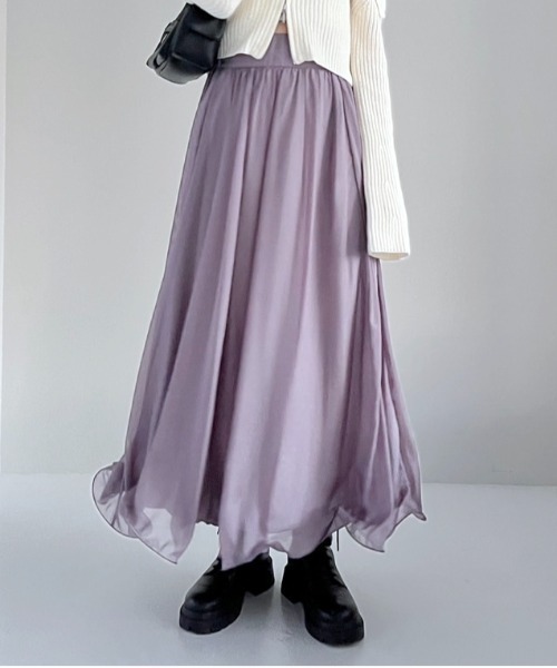 Heather(ヘザー)の「ボリュームオーガンジースカート 104187(スカート・レディース・アイボリー/ブラック/グレー・FREE)」の3枚目の写真