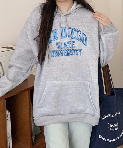 SHEPP(シープ)の「カレッジロゴ プルパーカー(パーカー・レディース・レッド/グレー/ネイビー/ブラック・L/XXL/XL)」の16枚目の写真
