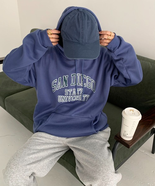 SHEPP(シープ)の「カレッジロゴ プルパーカー(パーカー・レディース・レッド/グレー/ネイビー/ブラック・L/XXL/XL)」の13枚目の写真