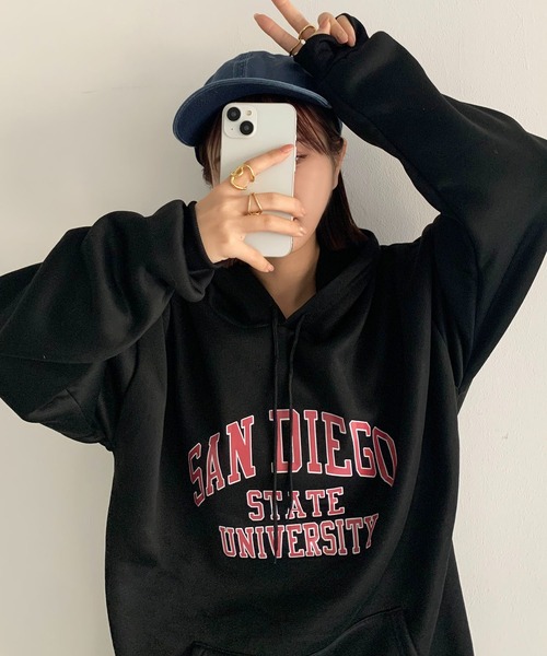 SHEPP(シープ)の「カレッジロゴ プルパーカー(パーカー・レディース・レッド/グレー/ネイビー/ブラック・L/XXL/XL)」の14枚目の写真