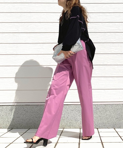 Q（キュー）の「ナイロン混カラーパンツ（その他パンツ・レディース・ピンク/ベージュ・MEDIUM）」の8枚目の写真