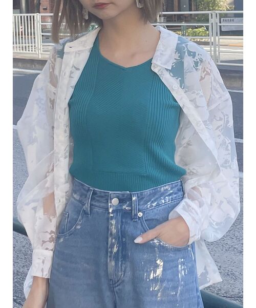 MURUA（ムルーア）の「シアーパターンオーバーシャツ（シャツ/ブラウス・レディース・ホワイト/ブラック・FREE）」の2枚目の写真