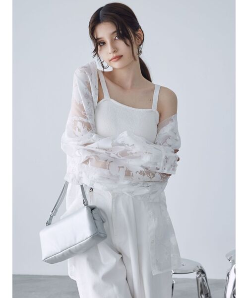 MURUA（ムルーア）の「シアーパターンオーバーシャツ（シャツ/ブラウス・レディース・ホワイト/ブラック・FREE）」の12枚目の写真