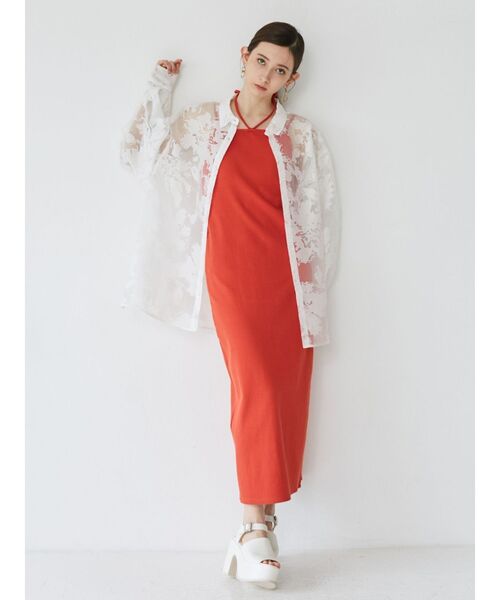 MURUA（ムルーア）の「シアーパターンオーバーシャツ（シャツ/ブラウス・レディース・ホワイト/ブラック・FREE）」の7枚目の写真