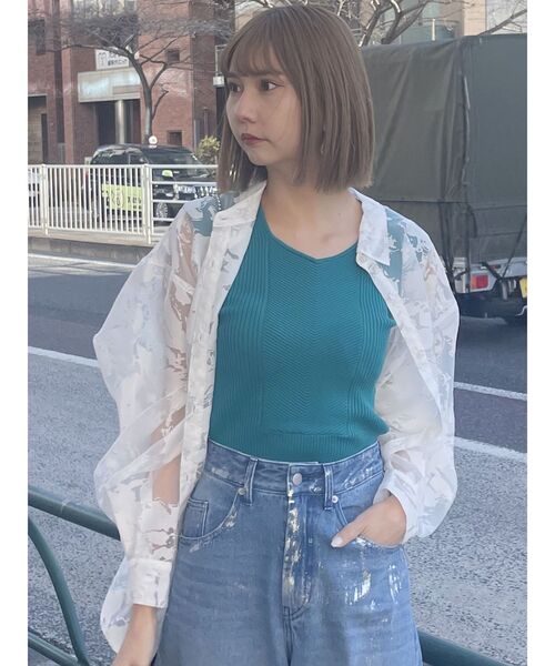 MURUA（ムルーア）の「シアーパターンオーバーシャツ（シャツ/ブラウス・レディース・ホワイト/ブラック・FREE）」の21枚目の写真