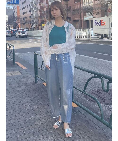 MURUA（ムルーア）の「シアーパターンオーバーシャツ（シャツ/ブラウス・レディース・ホワイト/ブラック・FREE）」の19枚目の写真