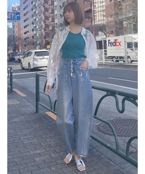 MURUA（ムルーア）の「シアーパターンオーバーシャツ（シャツ/ブラウス・レディース・ホワイト/ブラック・FREE）」の18枚目の写真